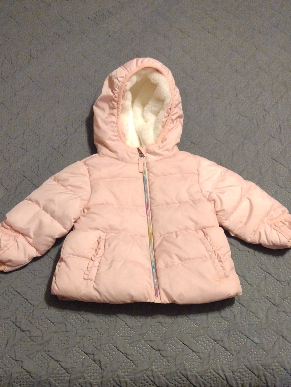 wonder nation Light Pink Fur Hooded Puffer Coat